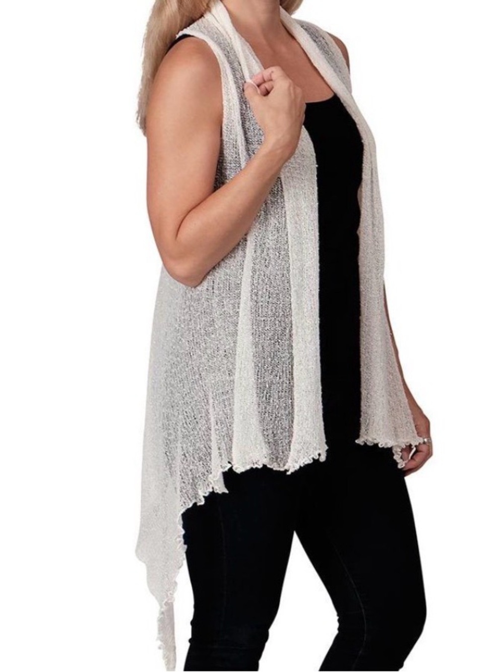 Lightweight White Sheer Sleeveless Tunic Vest